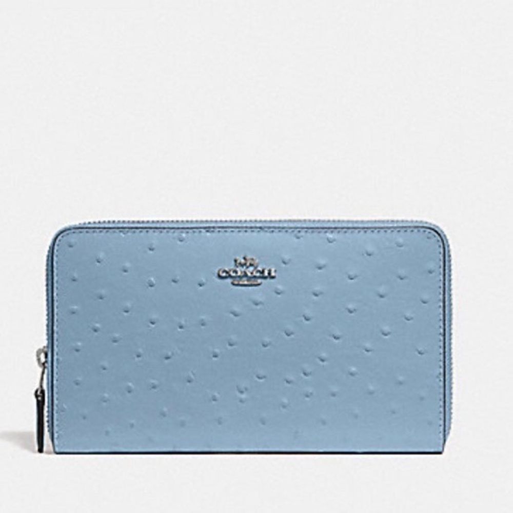 Coach Ostrich Blue Continental Wallet Cornflower